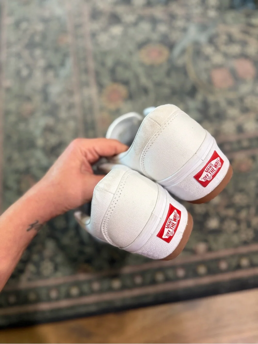 Vans White Platform Slip-On with Gum Outsole